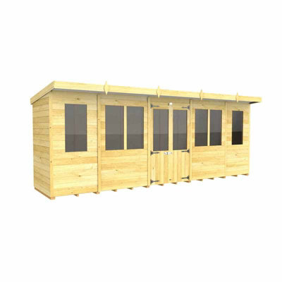 18ft x 4ft Pent Summer House - Wood - L 118 x W 533 x H 201 cm