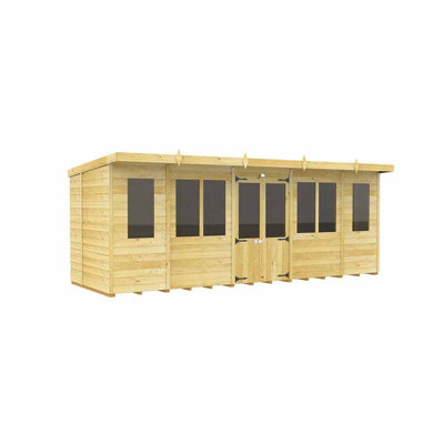 18ft x 5ft Pent Summer House - Wood - L 147 x W 533 x H 201 cm