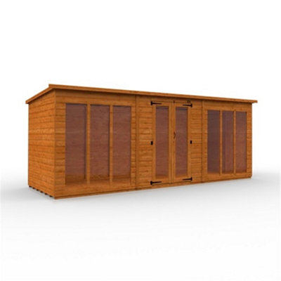 18ft x 6ft (5350mm x 1750mm) Horsforth Shiplap Full Pane Pent Retreat Summerhouse with 6 Windows
