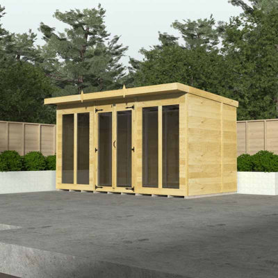 18ft x 7ft Pent Summer House (Full Height Window) - Wood - L 214 x W 533 x H 201 cm - 3