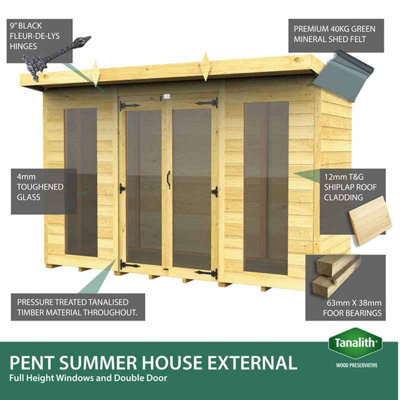 18ft x 7ft Pent Summer House (Full Height Window) - Wood - L 214 x W 533 x H 201 cm - 6