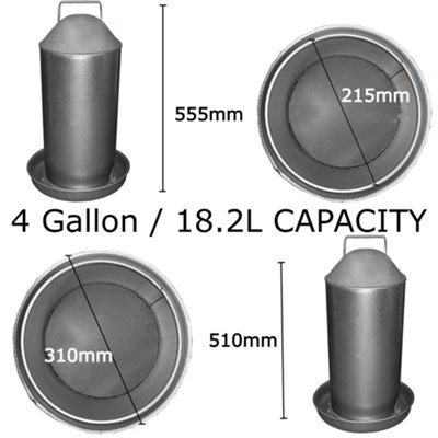 18L Metal Large Automatic Chicken Waterer Hen Coop Drinker Bird Hen Duck