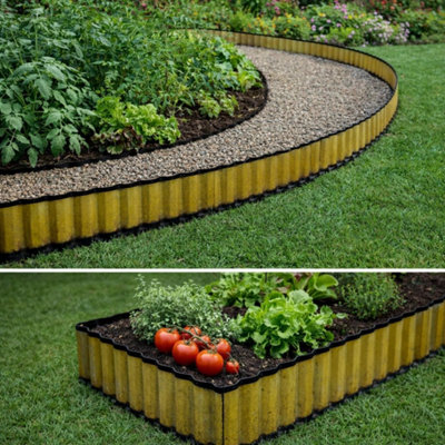 18m Corrugated Metal Garden Edging Flexible DIY Border, Rust Resistant ...