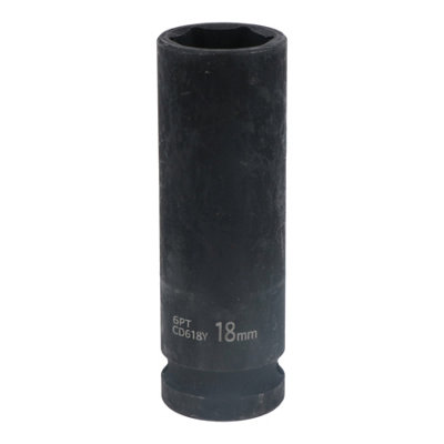 18mm 1/2in Drive Double Deep Metric MM Impact Socket 6 Sided Single Hex