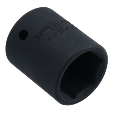 18mm 3/8in Drive Shallow Stubby Metric Impacted Socket 6 Sided Single Hex