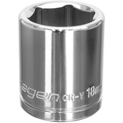 18mm Chrome Plated Drive Socket for 3/8" Drives - Premium Carbon Steel Tool