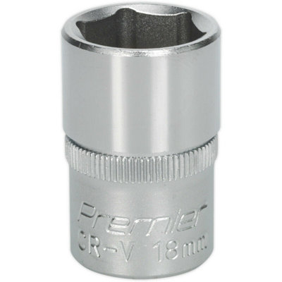 18mm Chrome Vanadium Steel Drive Socket - 1/2 Inch Square Drive Wrench Tool