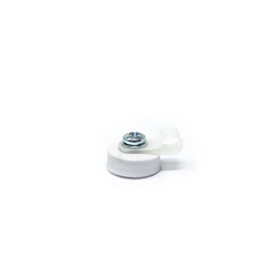 18mm dia x 6mm high Rubber Coated Cable Holding Magnet With 6.4mm Cable Clip (White) - 1.6kg Pull (Pack of 1)