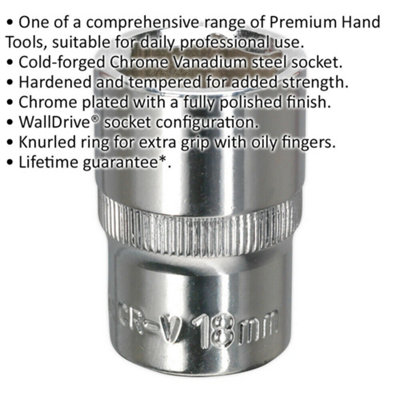 18mm Forged Steel Drive Socket - Premium Chrome Vanadium Tool for ...