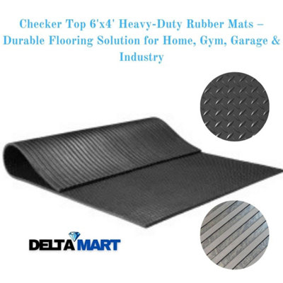 18mm Heavy Duty Checker Top Rubber Mat 6ft x 4ft Non Slip Stable, Gym ...