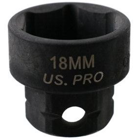 18mm Metric Stubby 3/8" Drive Shallow Impact Socket Hex Shank 25mm Depth