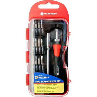 18Pc Ratchet Precision Screwdriver Bit Set Slotted Phillips Torx Magnetic