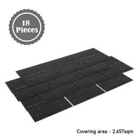 18Pcs Black 3 Tab Mosaic Asphalt Roof Shingles Bitumen Roofing L 1m x W 333mm x 2.7mm