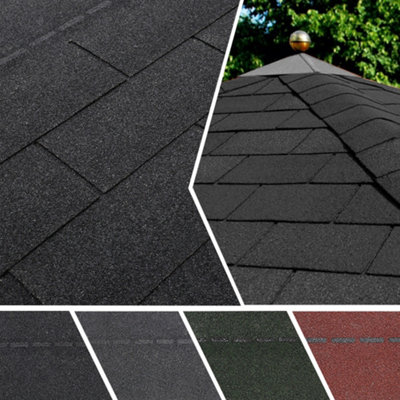 18Pcs Black 3 Tab Mosaic Asphalt Roof Shingles Bitumen Roofing L 1m x W 333mm x 2.7mm - 3