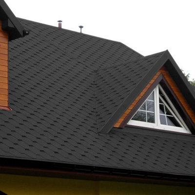 18Pcs Black Mosaic Asphalt Roof Shingles Bitumen Shed Roofing L 1m x W 333mm x T 2.7mm