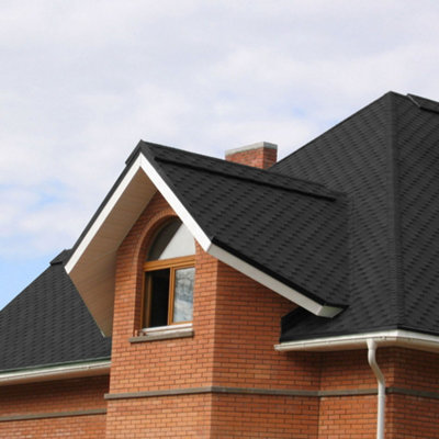 18Pcs Black Mosaic Asphalt Roof Shingles Bitumen Shed Roofing L 1m x W 333mm x T 2.7mm - 3