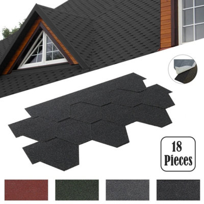 18Pcs Black Mosaic Asphalt Roof Shingles Bitumen Shed Roofing L 1m x W 333mm x T 2.7mm - 4
