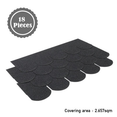 18Pcs Black Mosaic Asphalt Shingles Bitumen Roofing L 1m x W 333mm x T 2.7mm