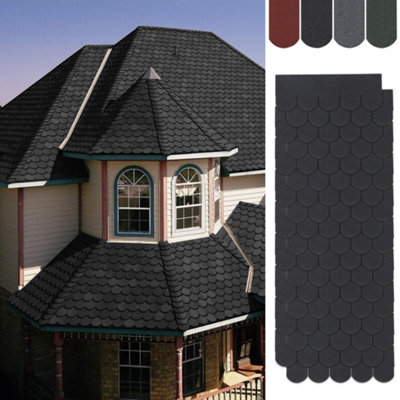 18Pcs Black Mosaic Asphalt Shingles Bitumen Roofing L 1m x W 333mm x T 2.7mm - 3