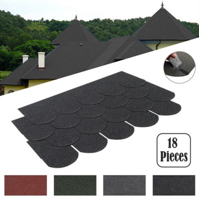 18Pcs Black Self Adhesive Mosaic Asphalt Shingles Bitumen Roofing L 1m x W 333mm x T 2.7mm - 4