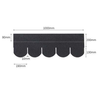18Pcs Black Self Adhesive Mosaic Asphalt Shingles Bitumen Roofing L 1m x W 333mm x T 2.7mm - 5