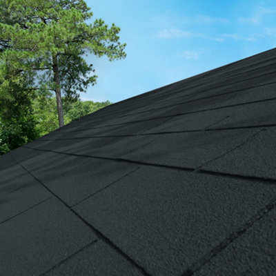 18Pcs Black Tab Asphalt Shingles Bitumen Roof Tiles Covering 2.61sqm
