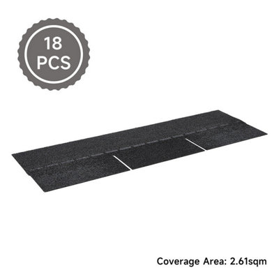 18Pcs Dark Black Rectangular Asphalt Shingles Bitumen Roofing 1m L x 333mm W x 2.7mm T - 4