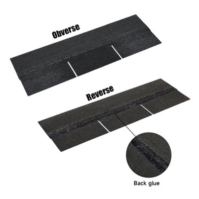 18Pcs Dark Black Rectangular Asphalt Shingles Bitumen Roofing 1m L x 333mm W x 2.7mm T - 5