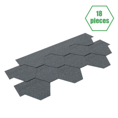 18Pcs Grey Asphalt Shingles Bitumen Roofing Tiles Covering 2.61sqm