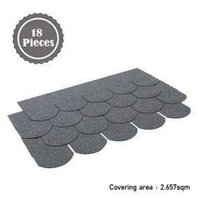 18Pcs Grey Fish Scale Shape Asphalt Shingles Bitumen Roofing Tiles Covering 2.61sqm