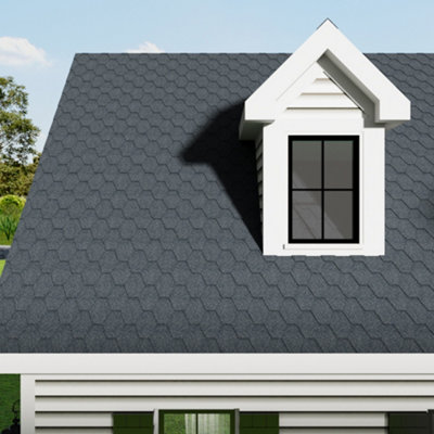 18Pcs Grey Fish Scale Shape Asphalt Shingles Bitumen Roofing Tiles Covering 2.61sqm