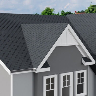 18Pcs Grey Fish Scale Shape Asphalt Shingles Bitumen Roofing Tiles Covering 2.61sqm