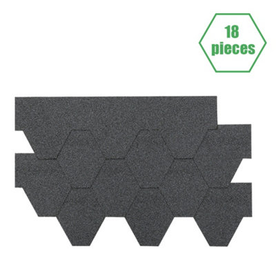 18Pcs Grey Mosaic Asphalt Roof Shingles Bitumen Shed Roofing L 1m x W 333mm x T 2.7mm