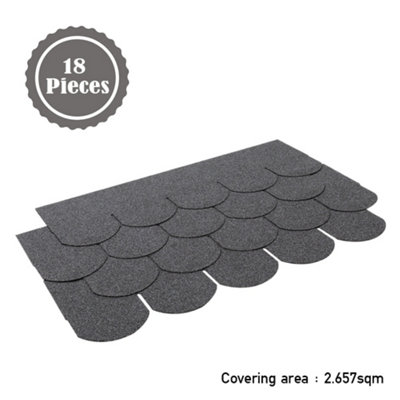 18Pcs Grey Mosaic Asphalt Shingles Bitumen Roofing L 1m x W 333mm x T 2.7mm