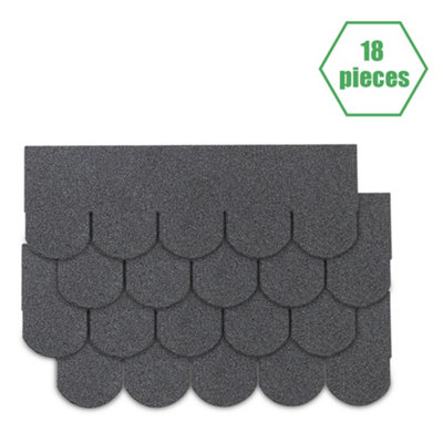 18Pcs Grey Mosaic Asphalt Shingles Bitumen Roofing L 1m x W 333mm x T 2.7mm