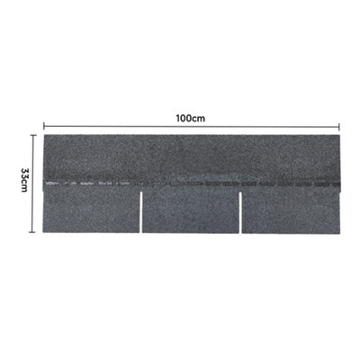 18Pcs Grey Rectangular Asphalt Shingles Bitumen Roofing 1m L x 333mm W x 2.7mm T - 5