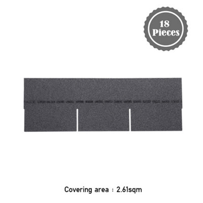 18Pcs Grey Tab Asphalt Shingles Bitumen Roof Tiles Covering 2.61sqm