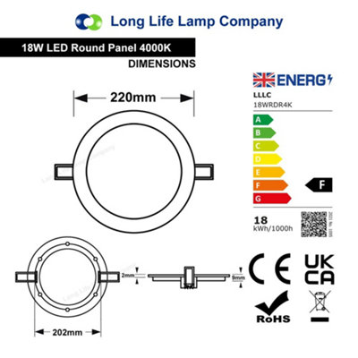 18w LED Round Recessed Ceiling Panel 4000K