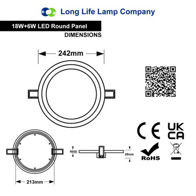 18w Recessed Ceiling LED Round Ring Panel Blue