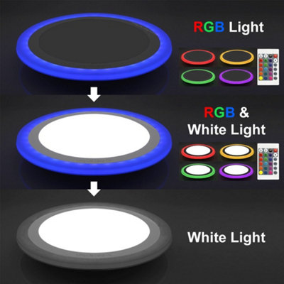 18w RGB Round LED Ceiling Panel with 6w Colour Changing Ring Remote Controlled