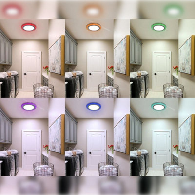 18w RGB Round LED Ceiling Panel with 6w Colour Changing Ring Remote Controlled