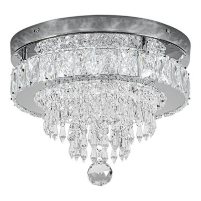 18W Round Modern Elegant Crystal LED Ceiling Light Cool White Light 30cm Dia