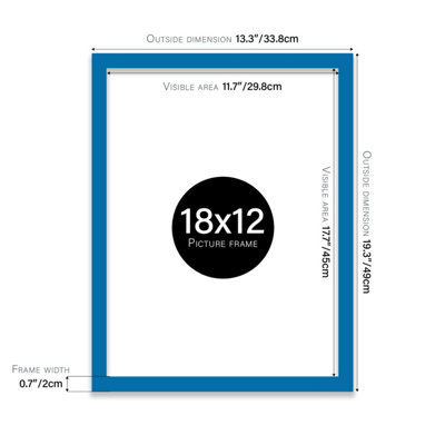 18x12 Blue Picture Frame (45.7 x 30.5cm) Poster, Photo, Artwork, Gallery Wall or Print
