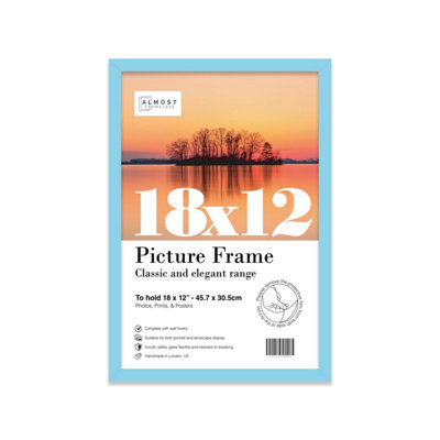 18x12 Light Blue Picture Frame (45.7 x 30.5cm) Poster, Photo, Artwork, Gallery Wall or Print