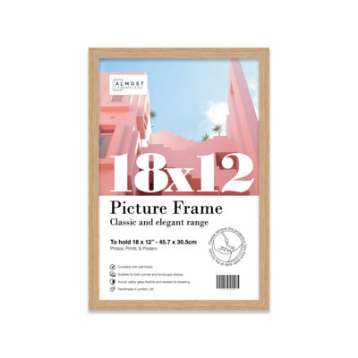 18x12 Oak Picture Frame (45.7 x 30.5cm) Poster, Photo, Artwork, Gallery Wall or Print