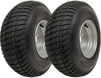 18x6.50-8 Lawnmower Grass Tyre On Rim 4Ply Wanda P332 4x100mm PCD Rim (Set of 2)