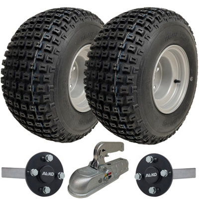 18x9.50-8 ATV Quad Trailer Kit, Knobby Wheels AL-KO Hub & Stub Axles ...