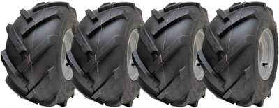 18x9.50-8 Open Centre Tyre on Rim Cleated Rotovator 4 Stud 4 Inch PCD (Set of 4)