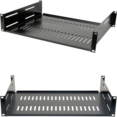 19" 2U Vented Equipment Support Shelf Data Cabinet Rack Module Storage Mount Amp