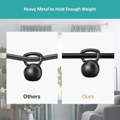 19 mm Extendable Metal Curtain Pole Rods - Black (Bell Finials, 210-360 cm)